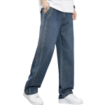 Jeans for Men | Loose Fit Light Wash Denim Pants with Wide Leg Streetwear Style