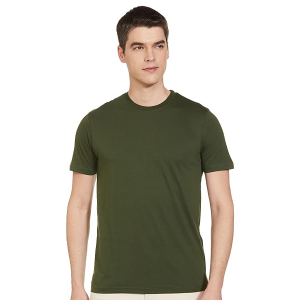 Men's Cotton Regular Fit Half Sleeves Crew Neck Solid Lounge T-Shirt