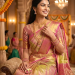 Tissue Silk Saree - Dual Shade Gold