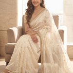 Space Sattin Multi Sequence Full Worked Saree With Original Mirror Lace & Havey Sequence Full Worked Unstitched Blouse Piece