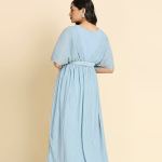 Women's Long Gown for Solid Georgette with Heavy Embroidery and Hand Work Belt with Round Neck Gown