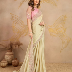 Women's Satin Embroidery With Sequence Work Saree with Unstitch Blouse Piece For Women