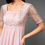 Women's Square Neck Half Sleeve Solid Embellished Maxi Dress